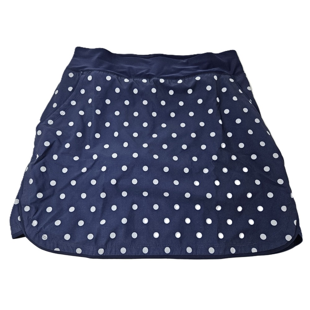 Lands' End Swim Skirt Women's Navy Blue/Polka Dot Skort w/Pockets Sz 8 NEW